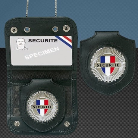 Porte carte avec chaine et medaille securite