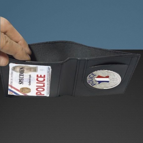 Porte carte cuir format cb + billet avec insigne police