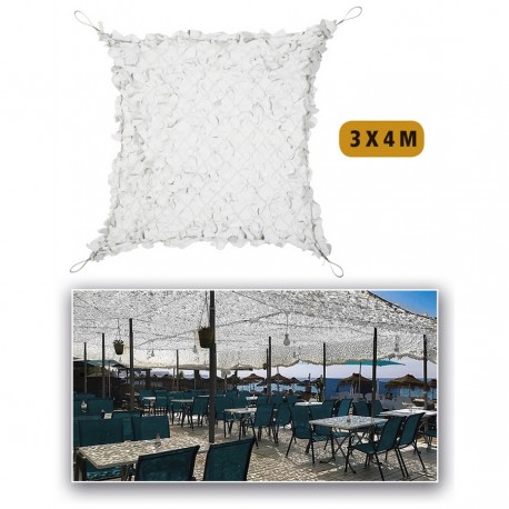 Filet de camouflage renforcé Blanc 3m x 4m +câble acier 80% d ombrage Filet de camouflage renforcé Blanc 3m x 4m +câble acier 80% d ombrage