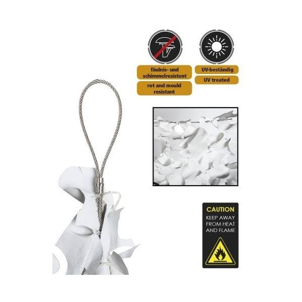 Filet de camouflage renforcé Blanc 3m x 4m +câble acier 80% d ombrage