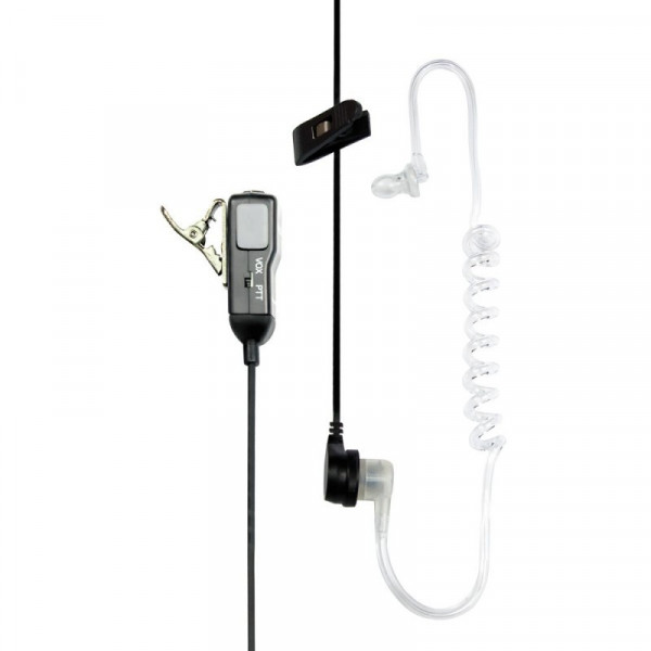 Oreillette discrète avec tube acoustique et PTT en ligne