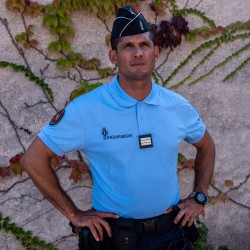 Polo gendarmerie bleu cooldry anti humidite maille piquee