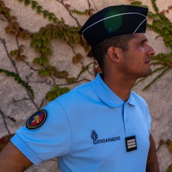 Polo gendarmerie bleu cooldry anti humidite maille piquee