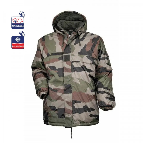 Coupe vent doublé polaire avec capuche camouflage