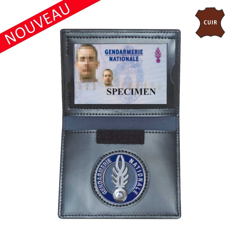 Porte carte cuir format cb avec insigne gendarmerie