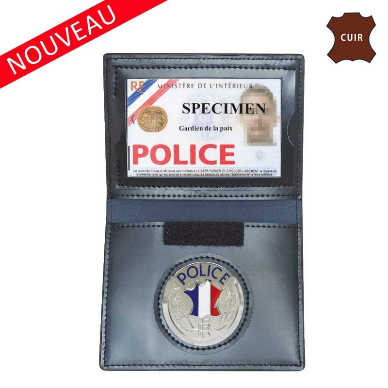 Porte carte cuir format cb avec insigne police