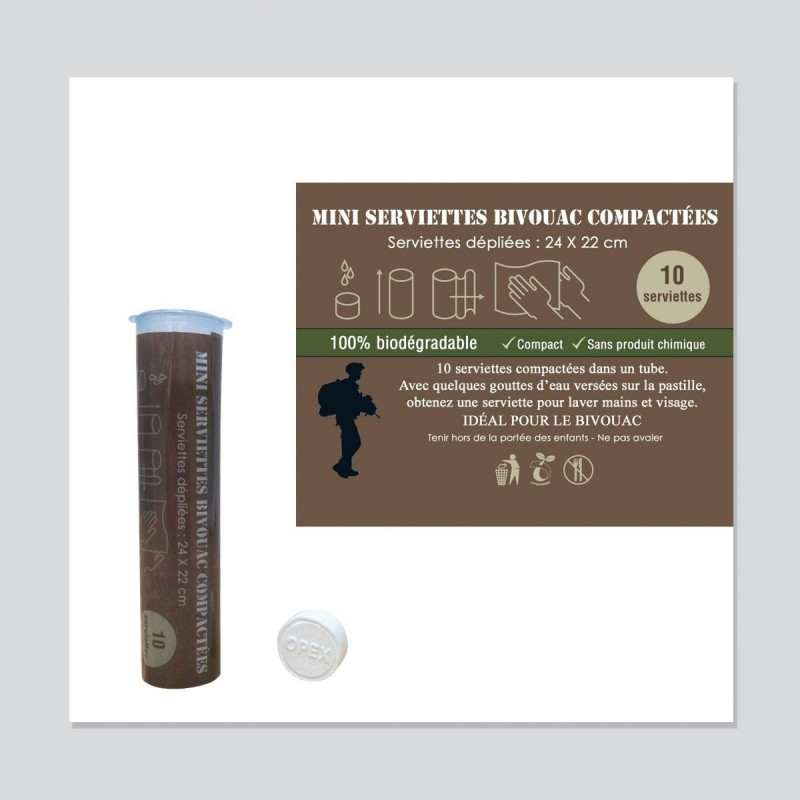 MINI SERVIETTES DE BIVOUAC COMPACTEES MINI SERVIETTES DE BIVOUAC COMPACTEES