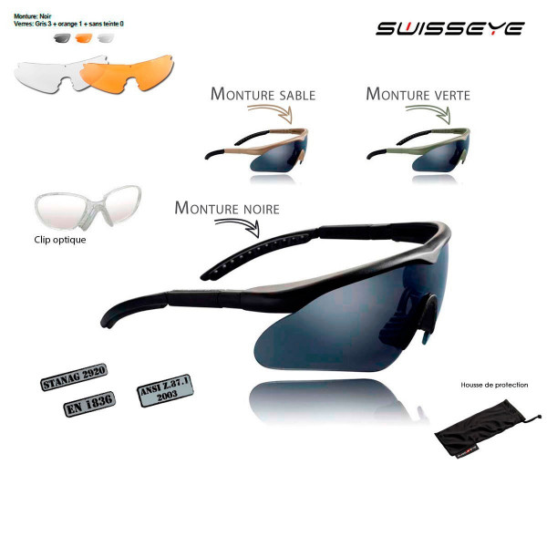 Lunettes balistiques et de soleil Raptor Swisseye