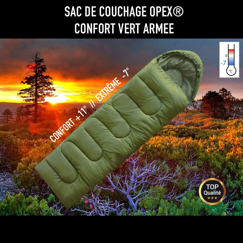 Sac de couchage opex confort vert armee