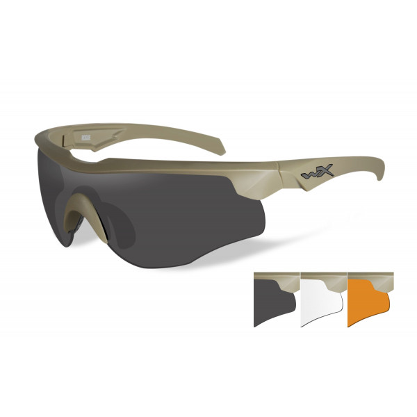 Lunettes de protection balistiques Rogue Comm tan écans fumé/incolore/orange