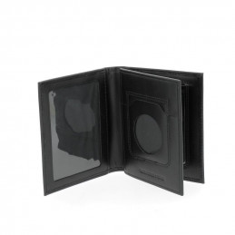 Porte carte mini 3 volets en cuir avec emplacement grade + médaille
