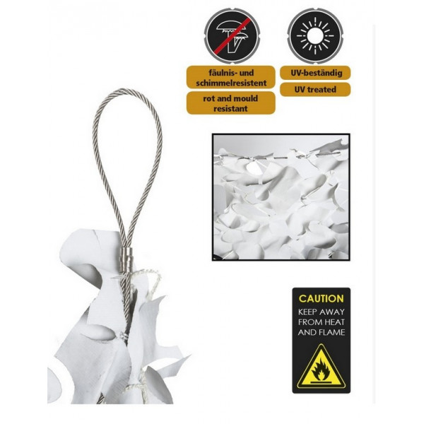 Filet de camouflage renforcé Blanc 3mx3m +câble acier 70/80% d ombrage
