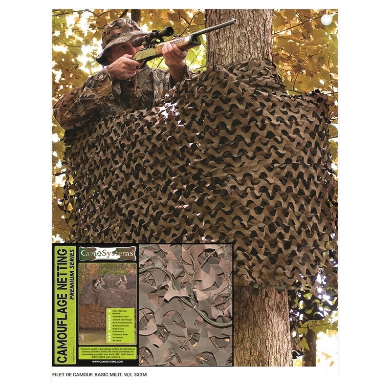 Filet de camouflage renforce MILIT. W/L 3X3M