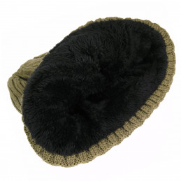Bonnet avec doublure fourrure vert