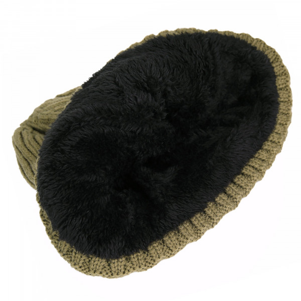 Bonnet avec doublure fourrure vert