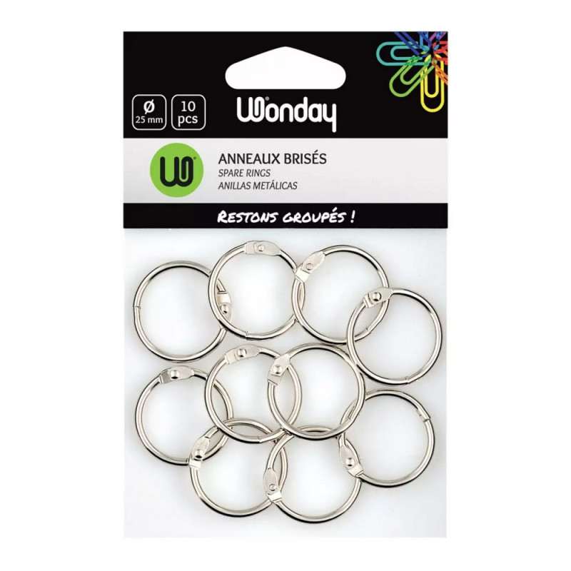 Anneaux brisés diamètre 30 mm en métal par 10