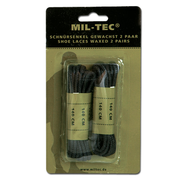 Lacets de couleur noir mesurant 140 cm ciré de la marque Miltec