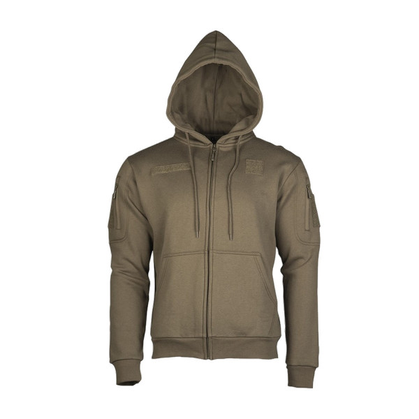 Sweat-shirt vert avec capuche et zip de la marque Miltec