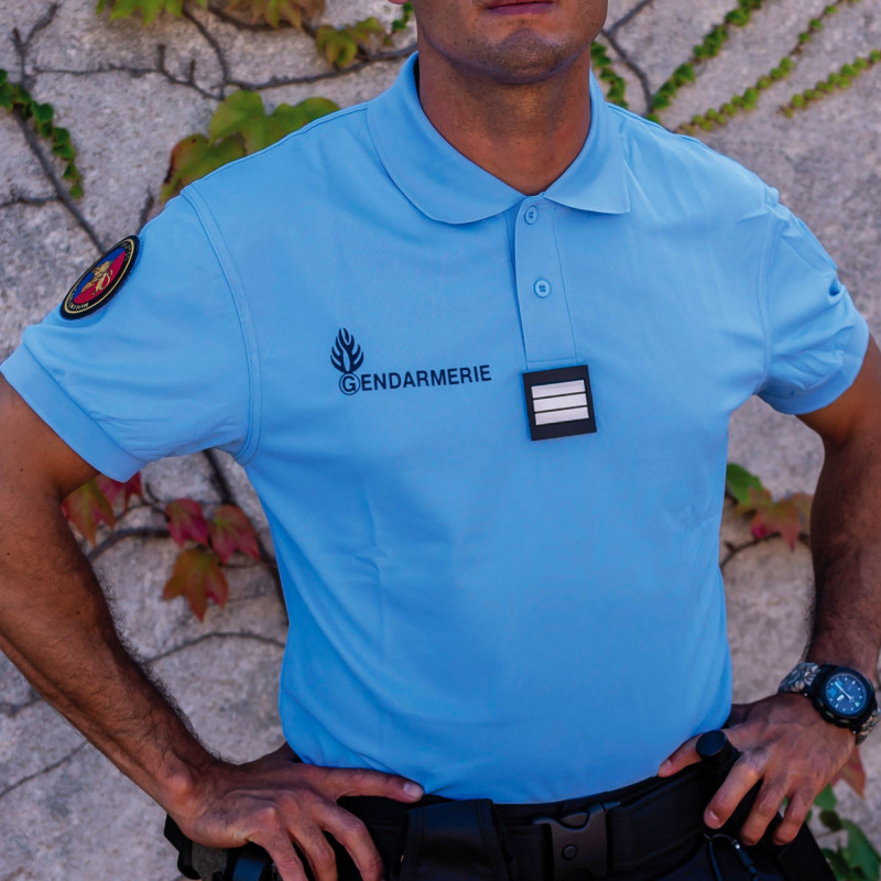 Polo gendarmerie bleu cooldry anti humidite maille piquee