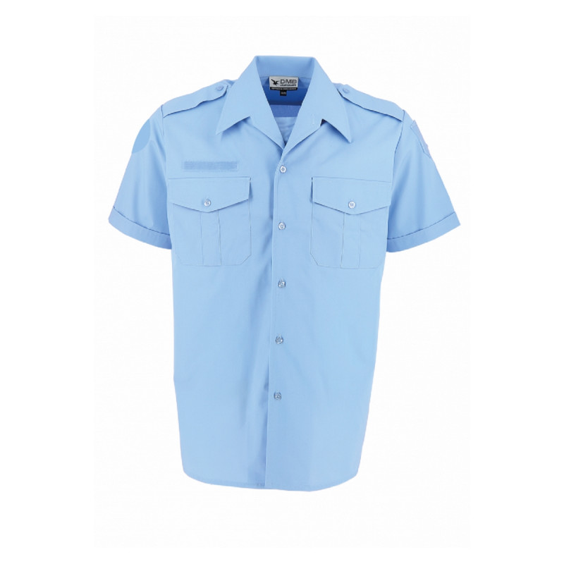 Chemisette col ouvert plastron bleu ciel Gendarmerie Chemisette col ouvert plastron bleu ciel Gendarmerie