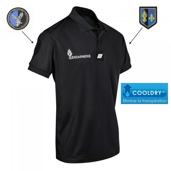 Polo gendarmerie cooldry anti humidite maille piquee