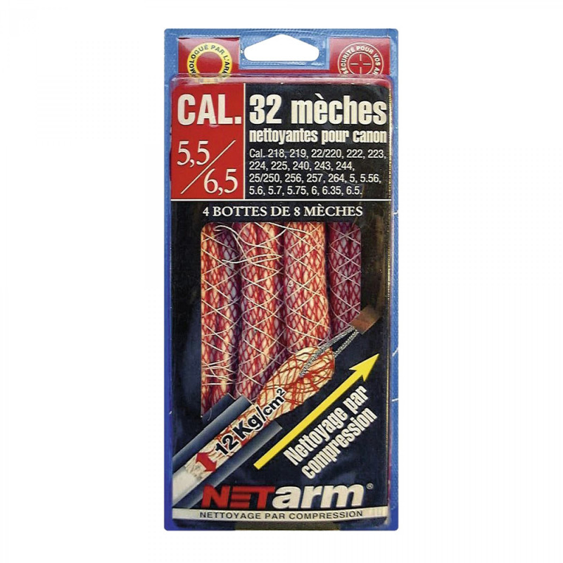 Blister 32 mèches rouges pour calibres 5,5 à 6,5 mm