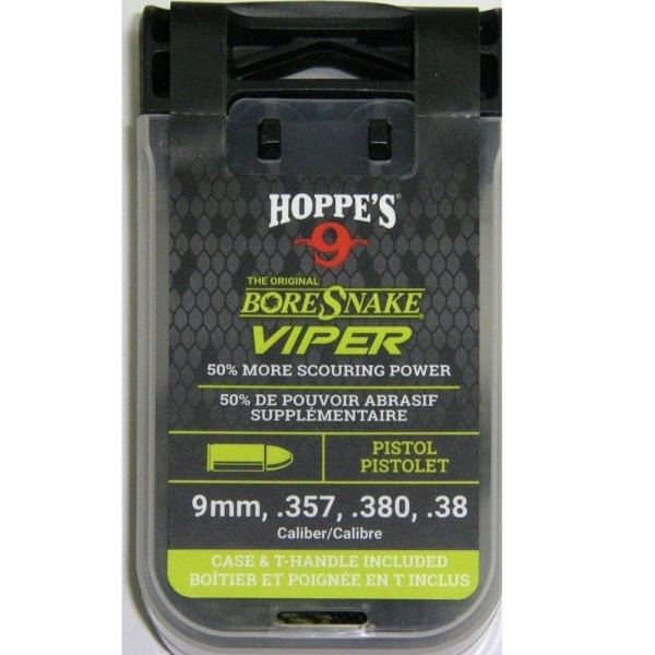 Cordon de nettoyage Hoppe's Boresnake Viper DEN C/380,9MM, 38 ET 357