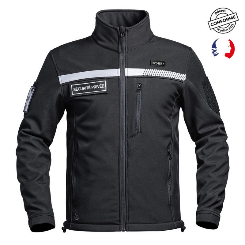 Veste Softshell SÉCU-ONE HV-TAPE Sécurité Privée noir Veste Softshell SÉCU-ONE HV-TAPE Sécurité Privée noir