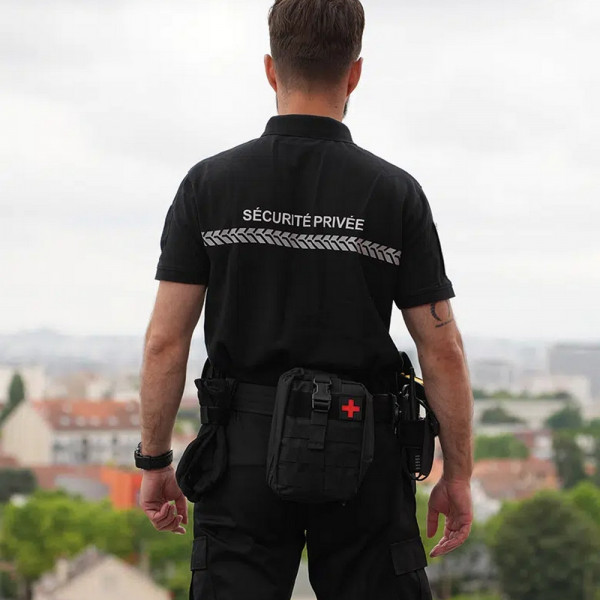 Polo noir manches courtes Sécurité Privée GK SAFETEK®