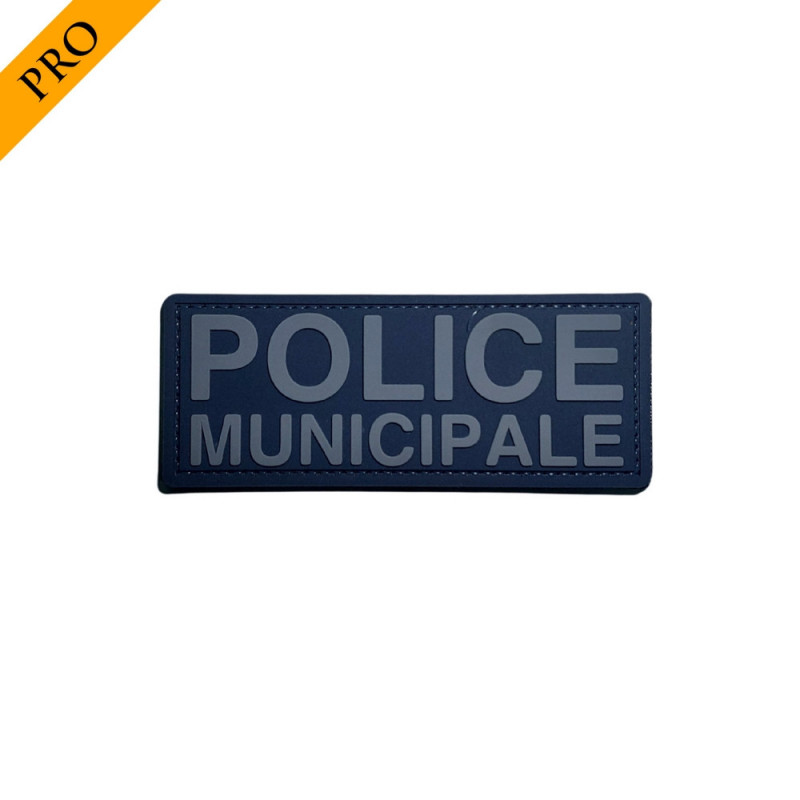 Bandeau velcro 3D POLICE MUNICIPALE 125x50mm bleu nuit texte gris