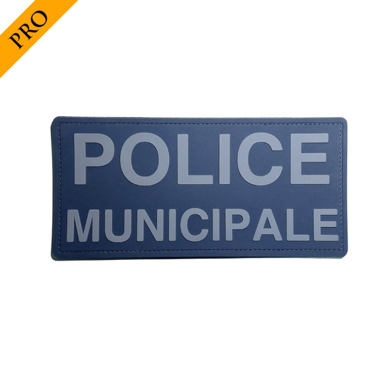 Bandeau velcro 3D POLICE MUNICIPALE 210x100mm bleu nuit texte gris