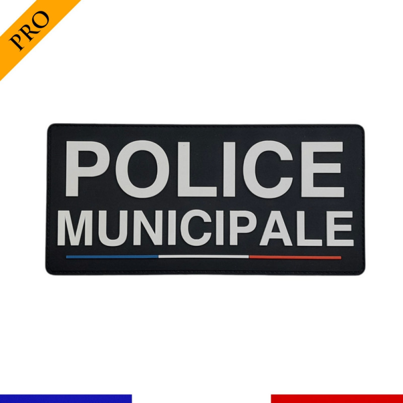 Bandeau velcro 3D POLICE MUNICIPALE 210x100mm noir texte blanc