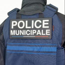 Bandeau velcro 3D POLICE MUNICIPALE 210x100mm noir texte blanc