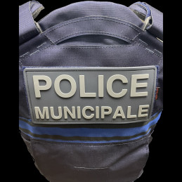 Bandeau velcro 3D POLICE MUNICIPALE 210x100mm bleu nuit texte gris