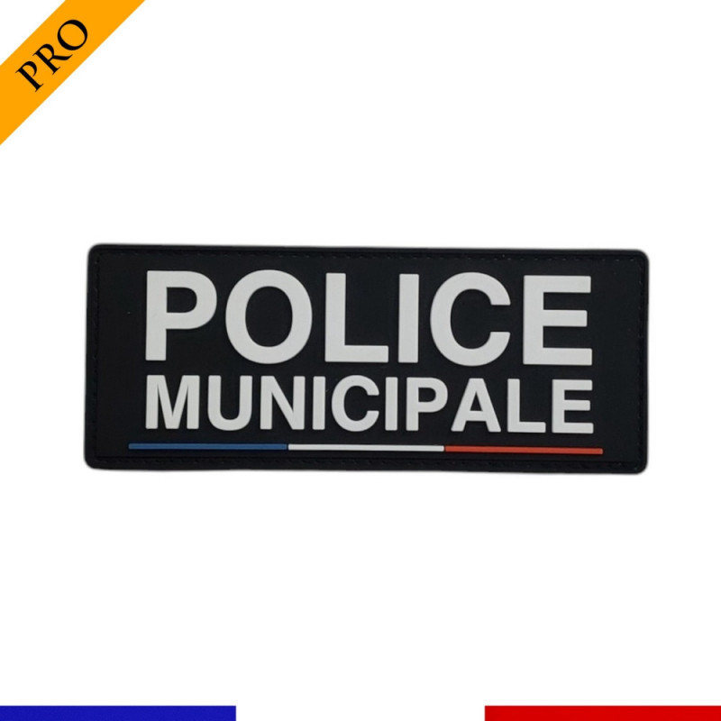 Bandeau velcro 3D POLICE MUNICIPALE 125x50mm noir texte blanc