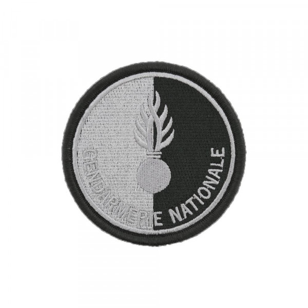 Ecusson de bras brodé Gendarmerie Nationale basse visibilité noir.