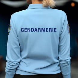 POLO BLEU FEMME GENDARMERIE MANCHES LONGUES COOLDRY MAILLE PIQUEE