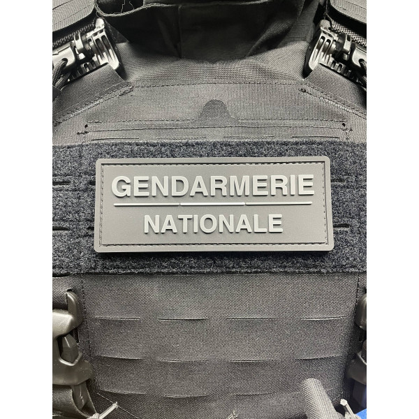 Bandeau velcro 3D GENDARMERIE NATIONALE 125x50mm noir texte Gris