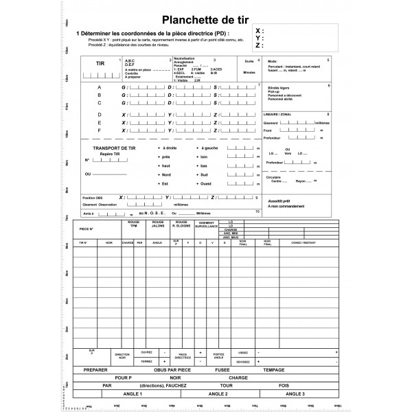 Planchette de Tir Mortier « Chef de pièce » – Accessoire Topographie