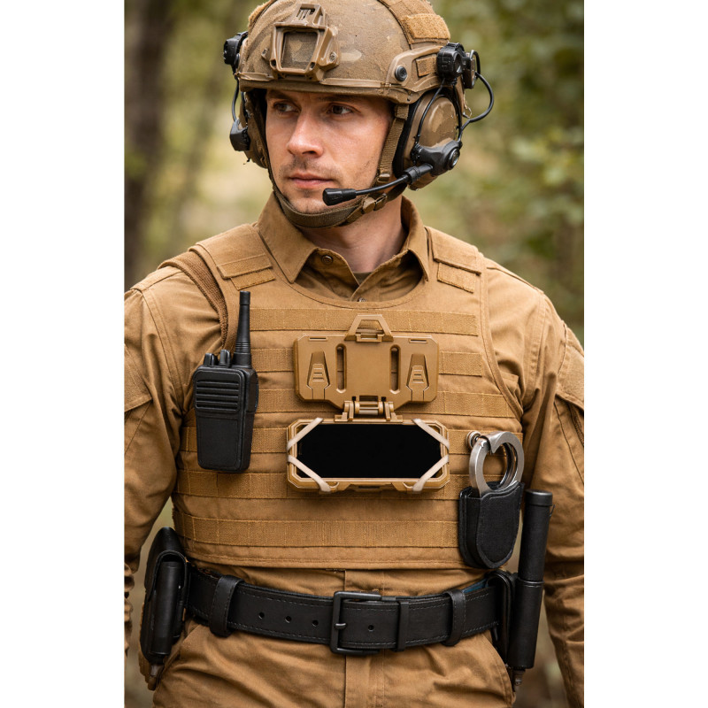 Support de Téléphone pour Gilet Tactique – Coloris Coyote – Fixation MOLLE