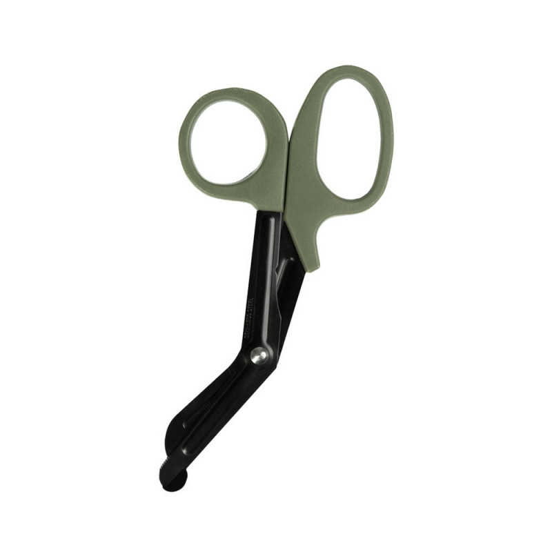 Ciseaux à pansements 18,5 cm – Vert olive – Usage médical tactique