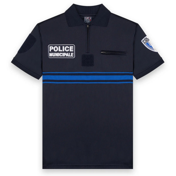 Polo Police Municipale manches courtes – Bleu marine respirant