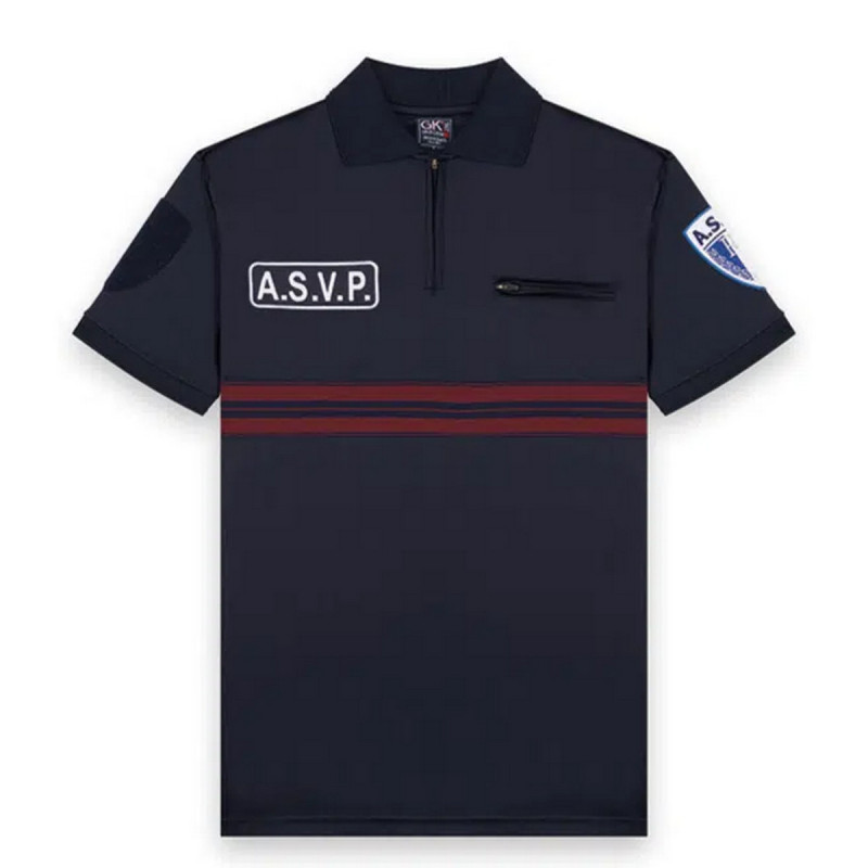 Polo ASVP manches courtes zippé – Maille respirante