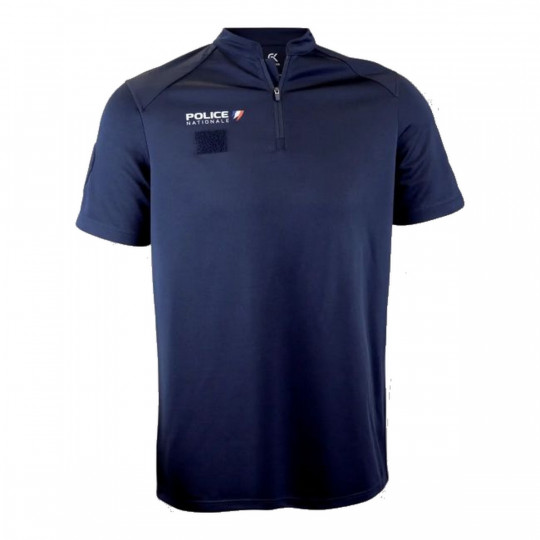 Polo Manches Courtes Police Nationale Bleu Marine - Col Zippé Professionnel