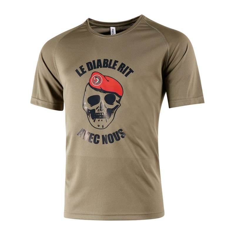 Tee shirt parachutiste le diable rit avec nous Clearance