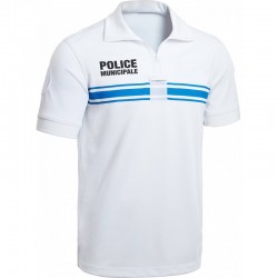 Polo Police Municipale P.M. ONE manches courtes blanc