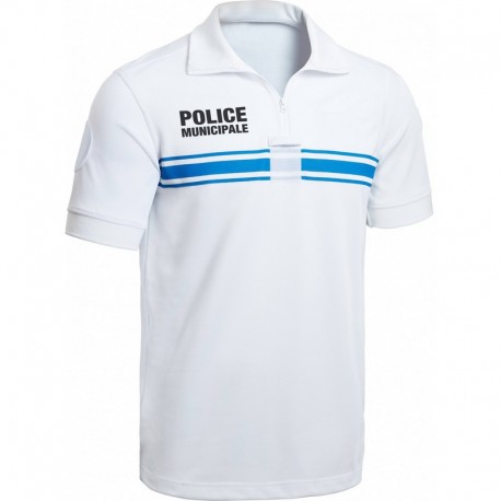 Polo Police Municipale P.M. ONE manches courtes blanc