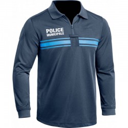 Polo Police Municipale P.M. ONE manches longues bleu