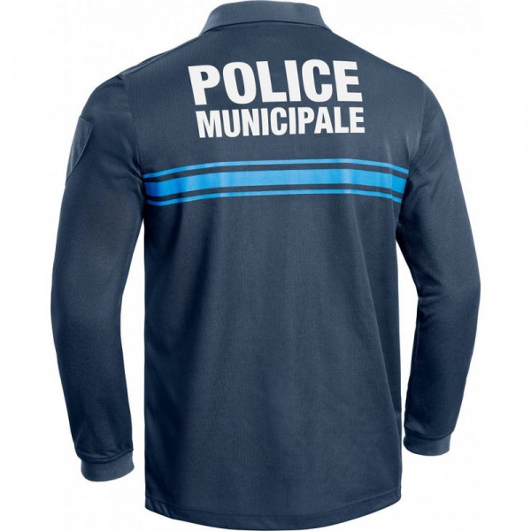 Polo Police Municipale P.M. ONE manches longues bleu