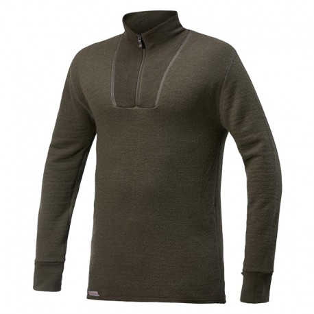 Chemise col cheminée Zip TurtleNeck 200 pine green Ullfrotté Woolpower